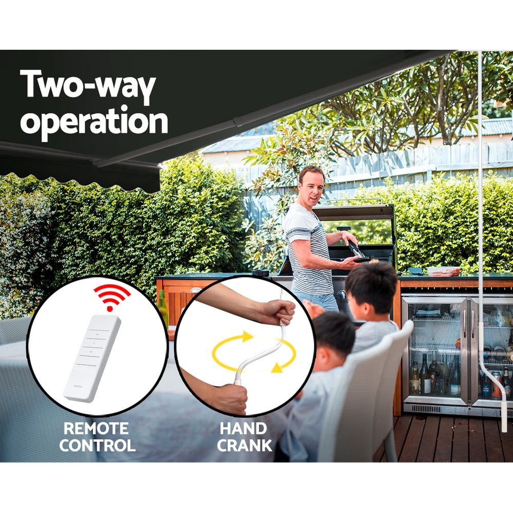 Instahut 5x3m Motorised Retractable Awning Grey