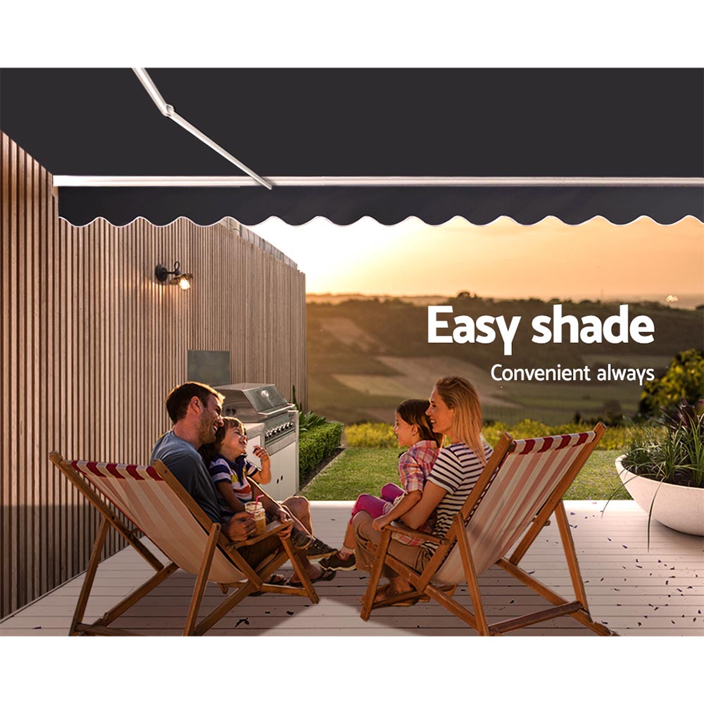 Instahut 5x3m Motorised Retractable Awning Grey