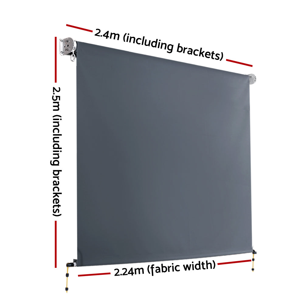 Instahut 2.4x2.5M Retractable Outdoor Blinds Awning Grey