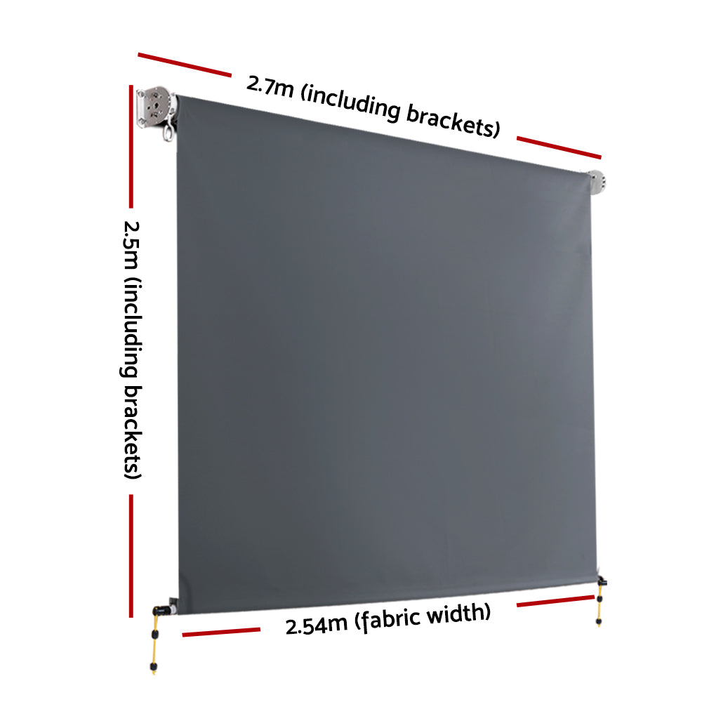 Instahut 2.7x2.5M Retractable Outdoor Blinds Awning Grey
