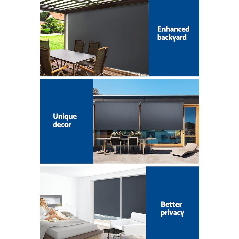 Instahut 2.7x2.5M Retractable Outdoor Blinds Awning Grey