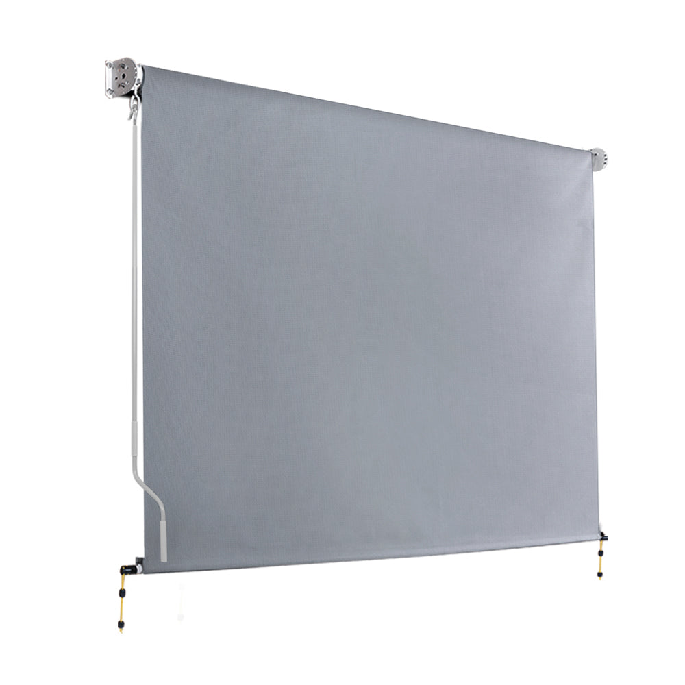 Instahut Outdoor Retractable Blind 3X2.5M Roll Down Screen Grey