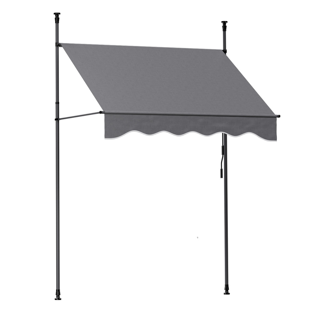 Instahut Retractable Pivot Arm Awning Outdoor Door Canopy 2x1.8m Grey