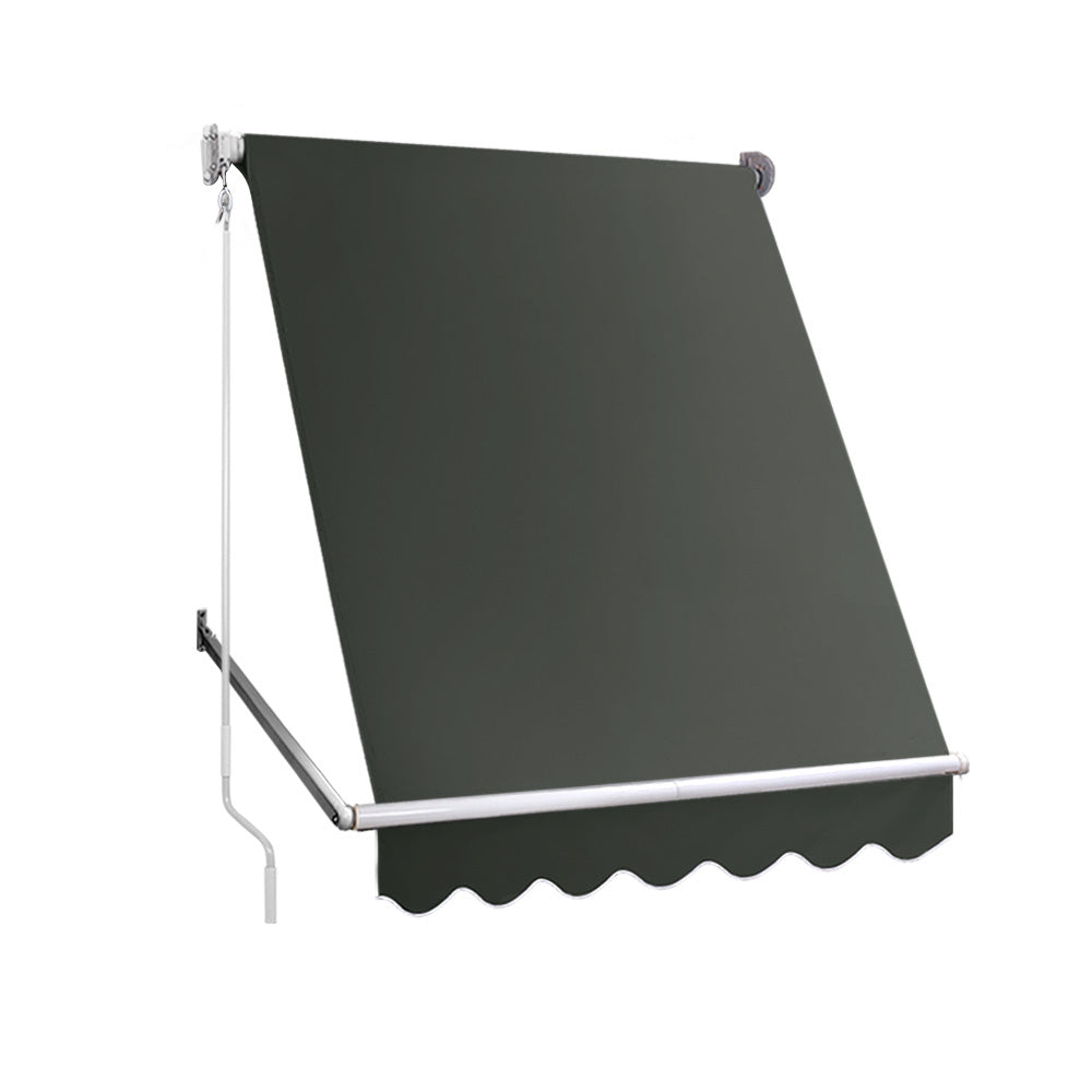 Instahut 1.5x2.1m Retractable Pivot Arm Awning Outdoor Blinds Grey