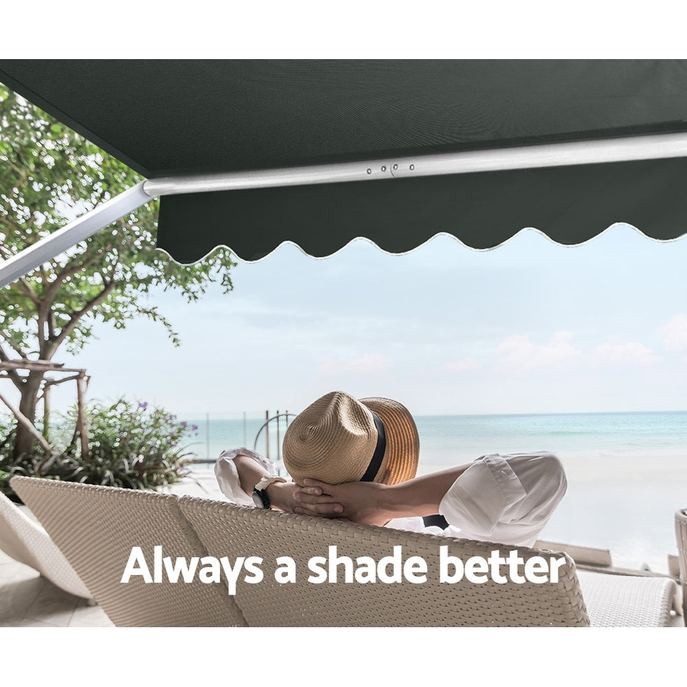 Instahut 1.5x2.1m Retractable Pivot Arm Awning Outdoor Blinds Grey