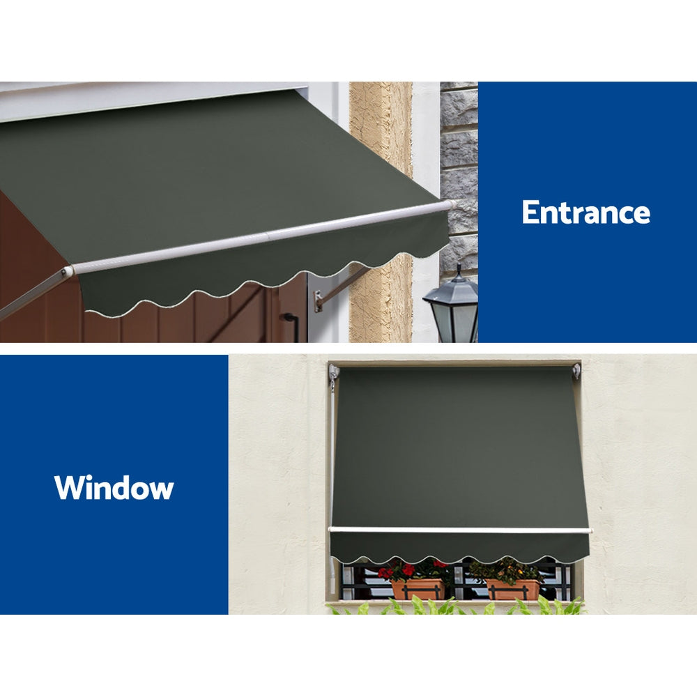 Instahut 1.5x2.1m Retractable Pivot Arm Awning Outdoor Blinds Grey