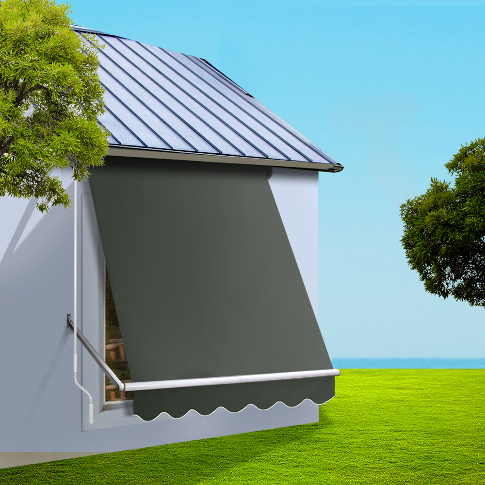 Instahut 1.5x2.1m Retractable Pivot Arm Awning Outdoor Blinds Grey