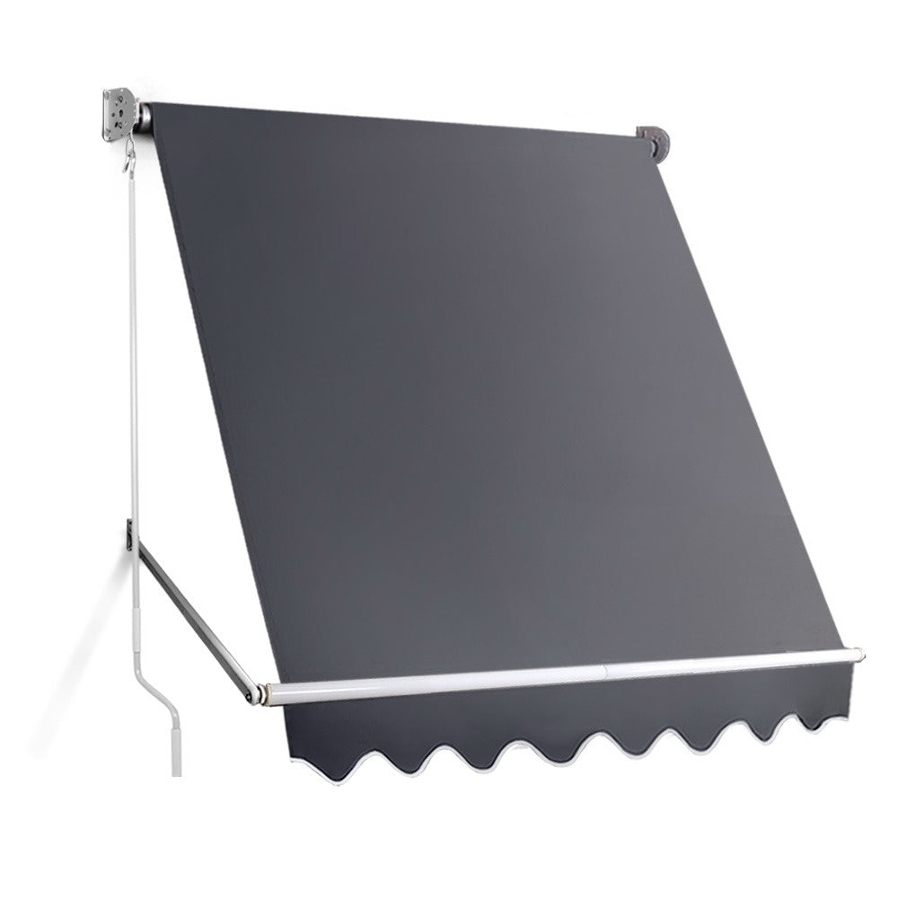 Instahut 1.8x2.1m Retractable Pivot Arm Awning Outdoor Blinds Grey