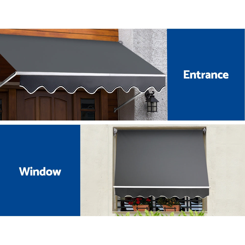 Instahut 1.8x2.1m Retractable Pivot Arm Awning Outdoor Blinds Grey