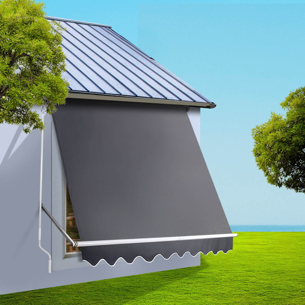 Instahut 1.8x2.1m Retractable Pivot Arm Awning Outdoor Blinds Grey