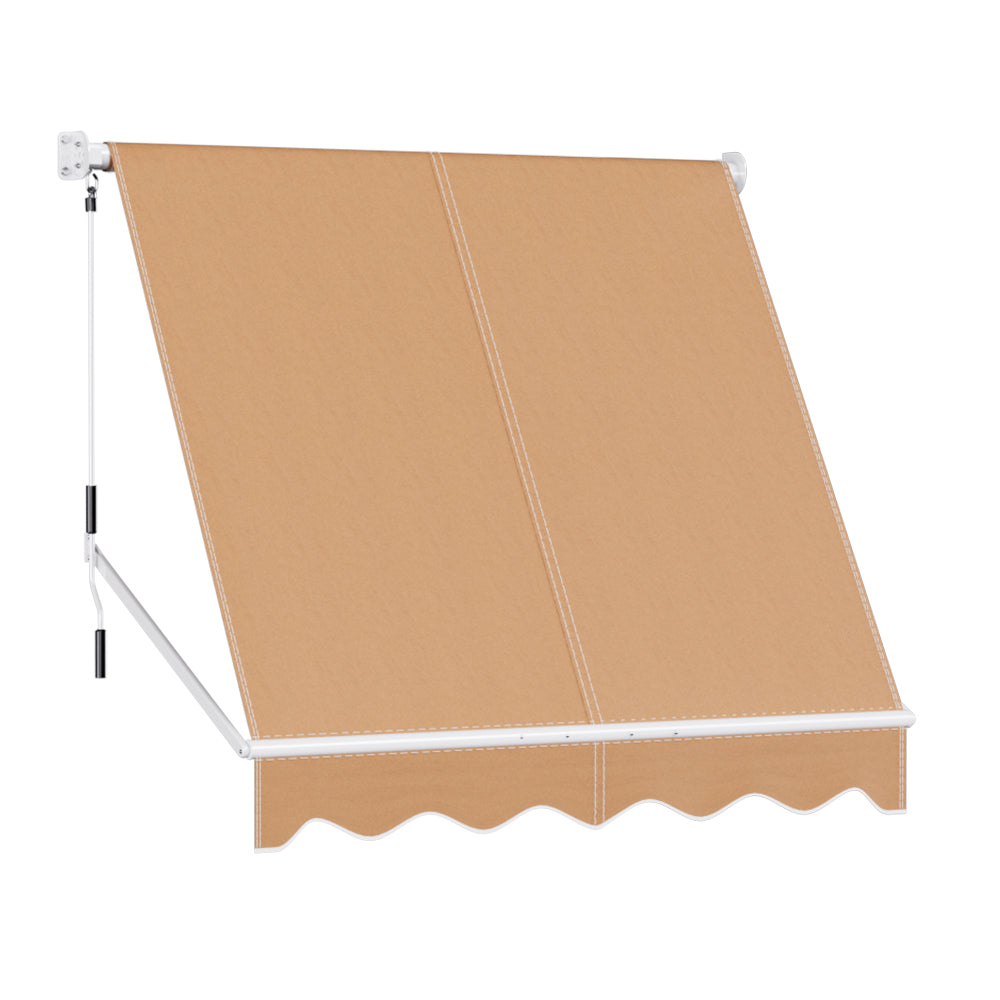 Instahut 2.1x2.1m Retractable Pivot Arm Awning Beige