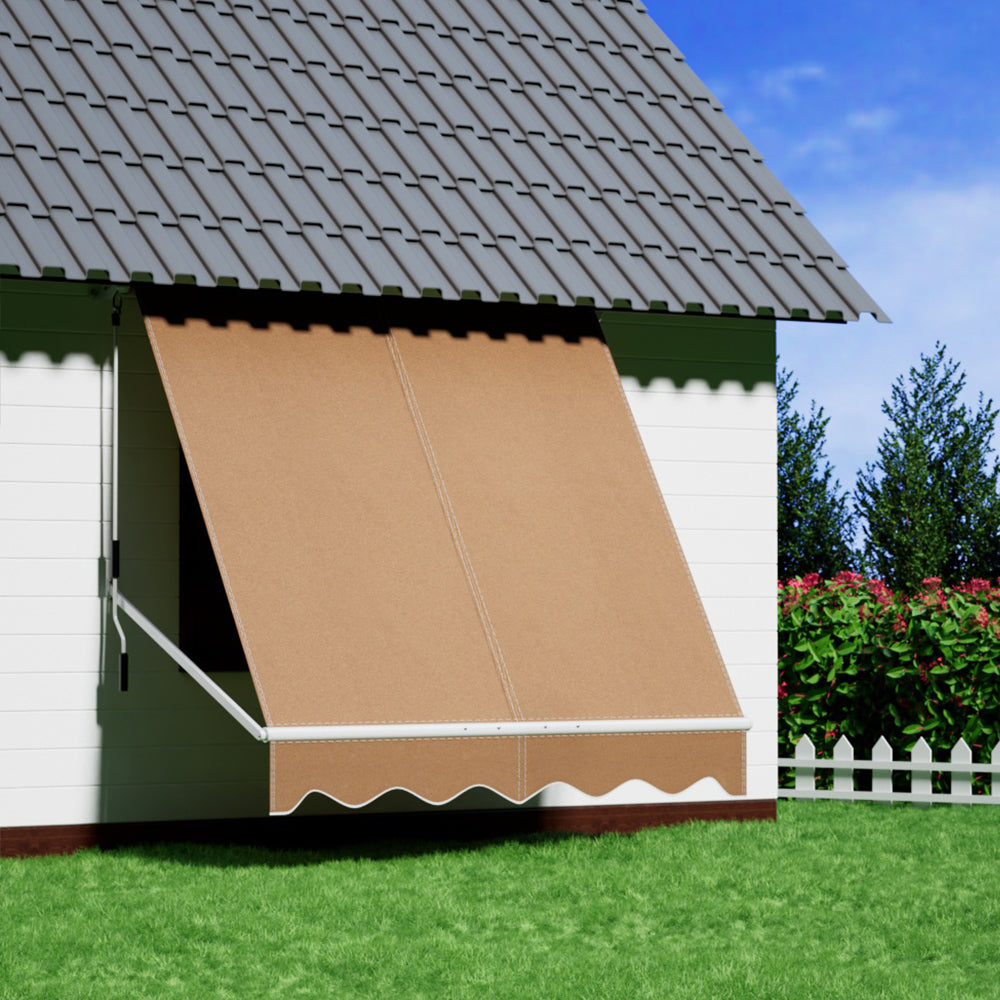 Instahut 2.1x2.1m Retractable Pivot Arm Awning Beige