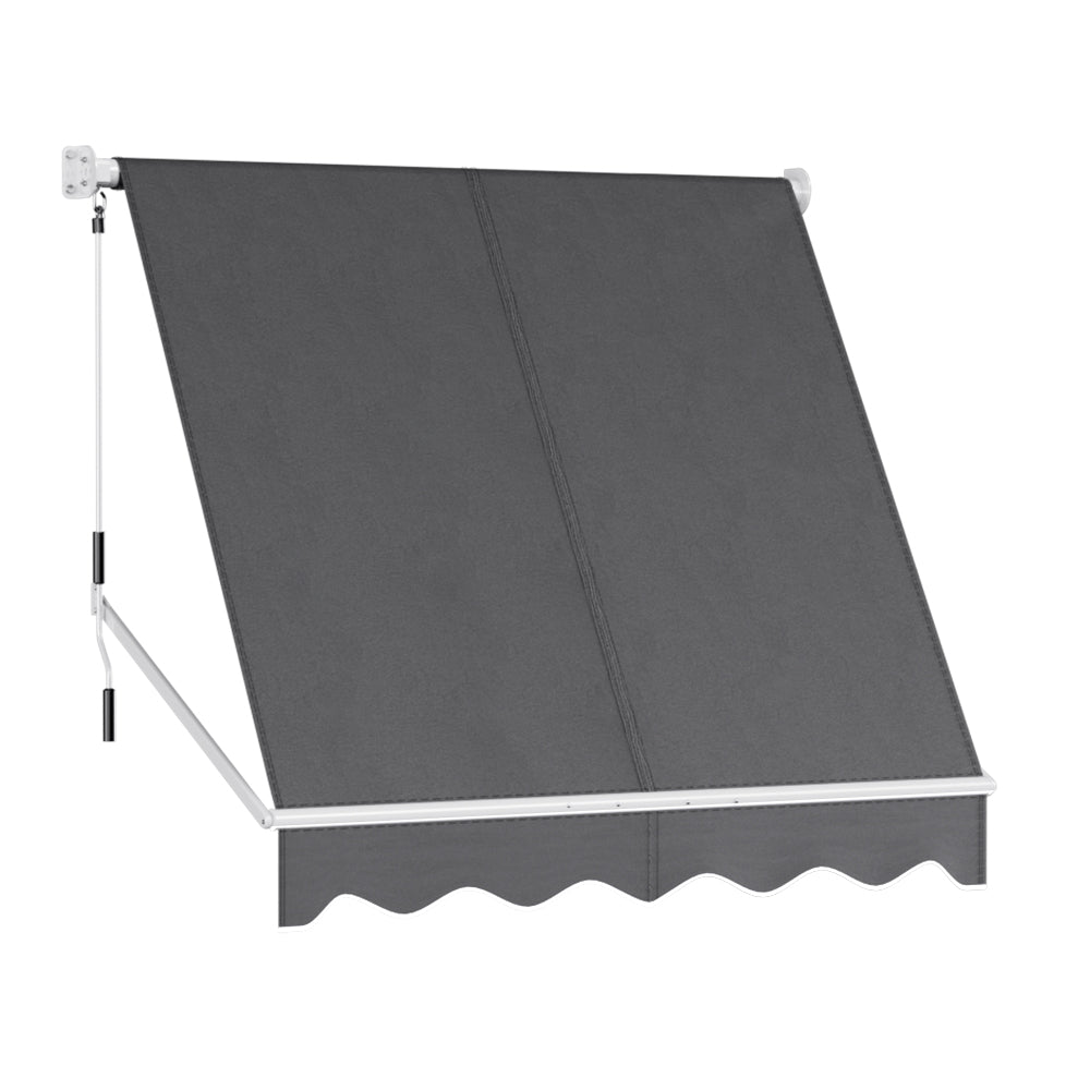 Instahut 2.1x2.1m Retractable Pivot Arm Window Awning Grey