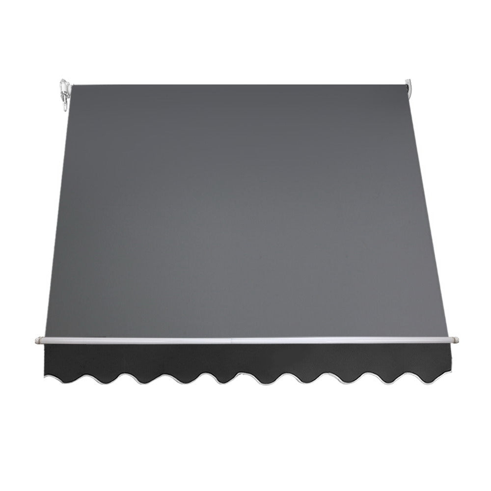 Instahut 2.4x2.1m Retractable Pivot Arm Awning Outdoor Blinds Grey