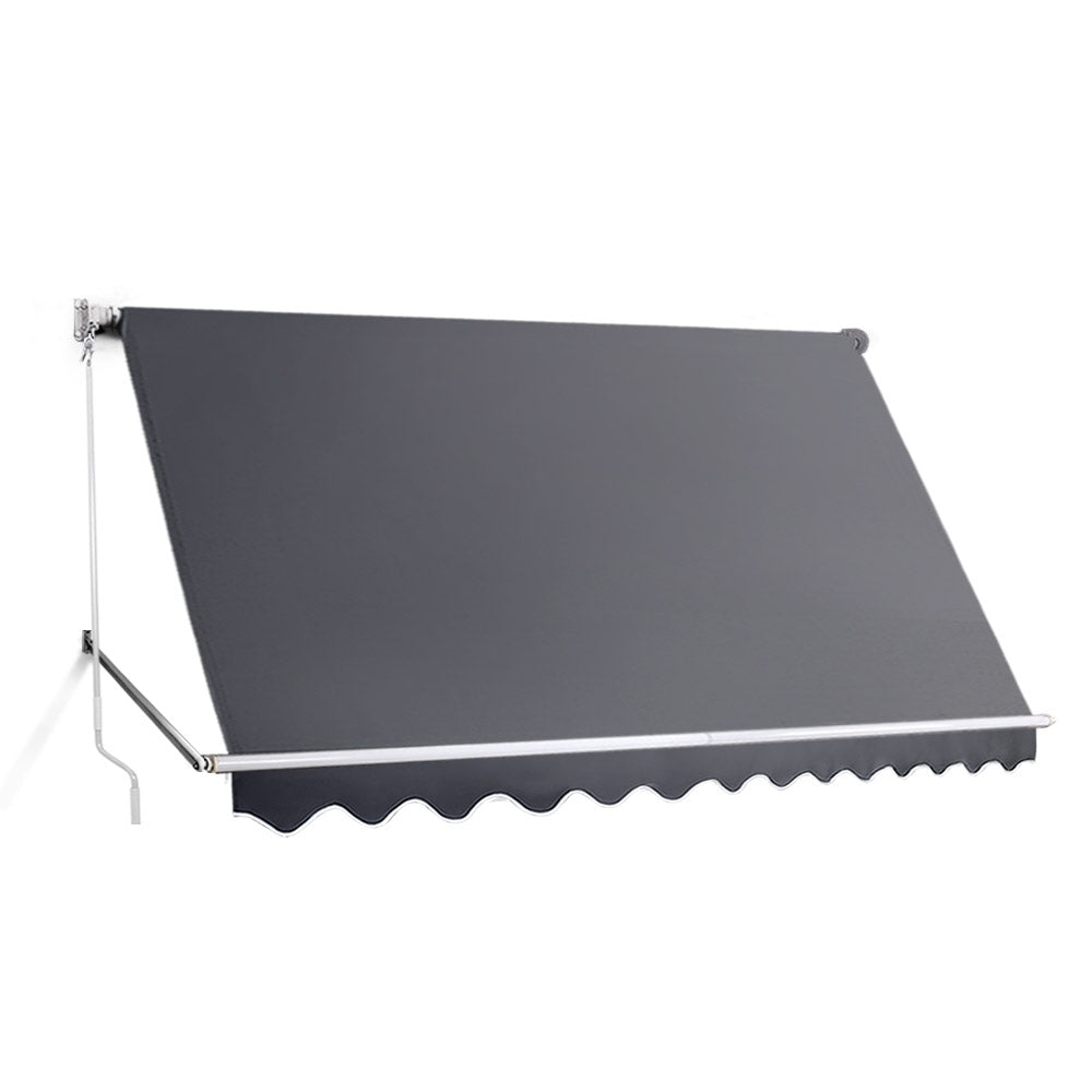 Instahut 3.1x2.1m Retractable Pivot Arm Awning Grey