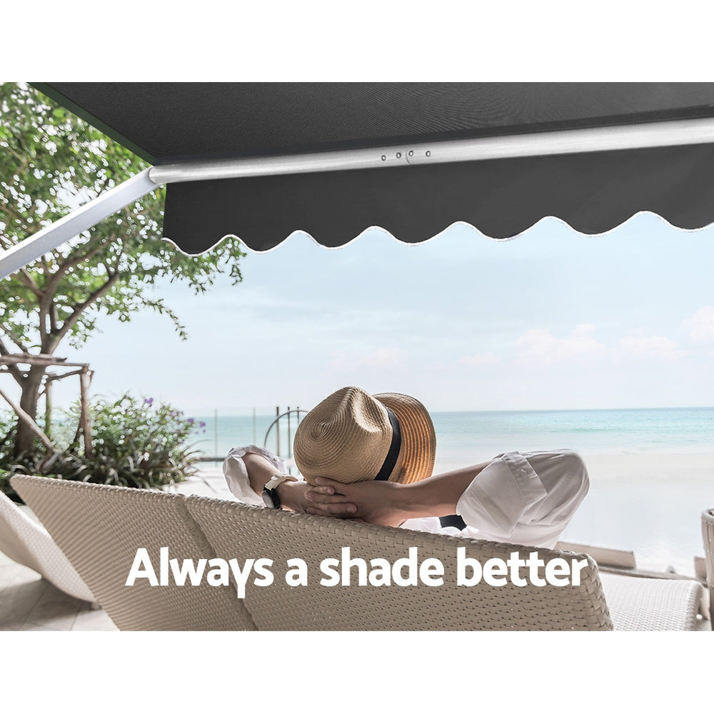 Instahut 3.1x2.1m Retractable Pivot Arm Awning Grey