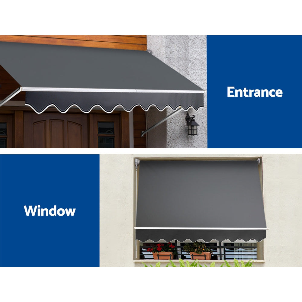 Instahut 3.1x2.1m Retractable Pivot Arm Awning Grey