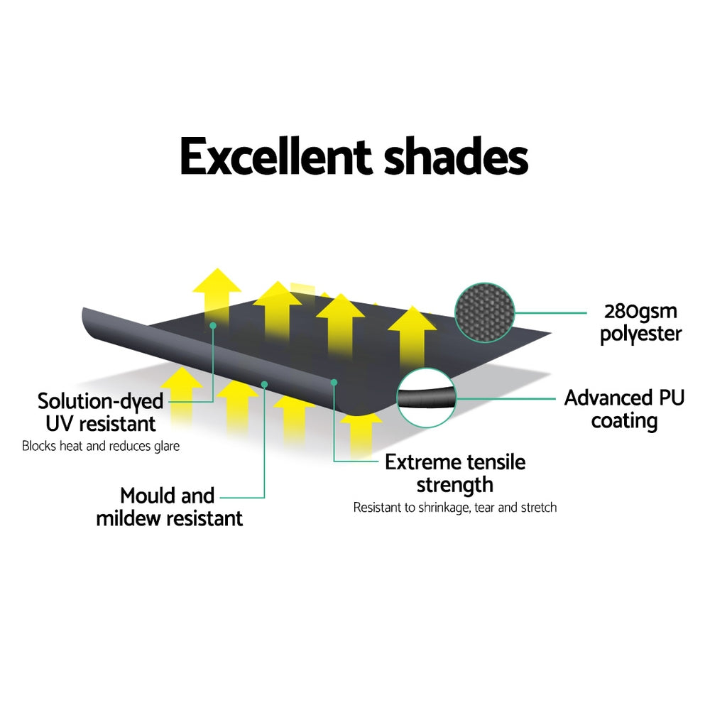 Instahut 3.1x2.1m Retractable Pivot Arm Awning Grey