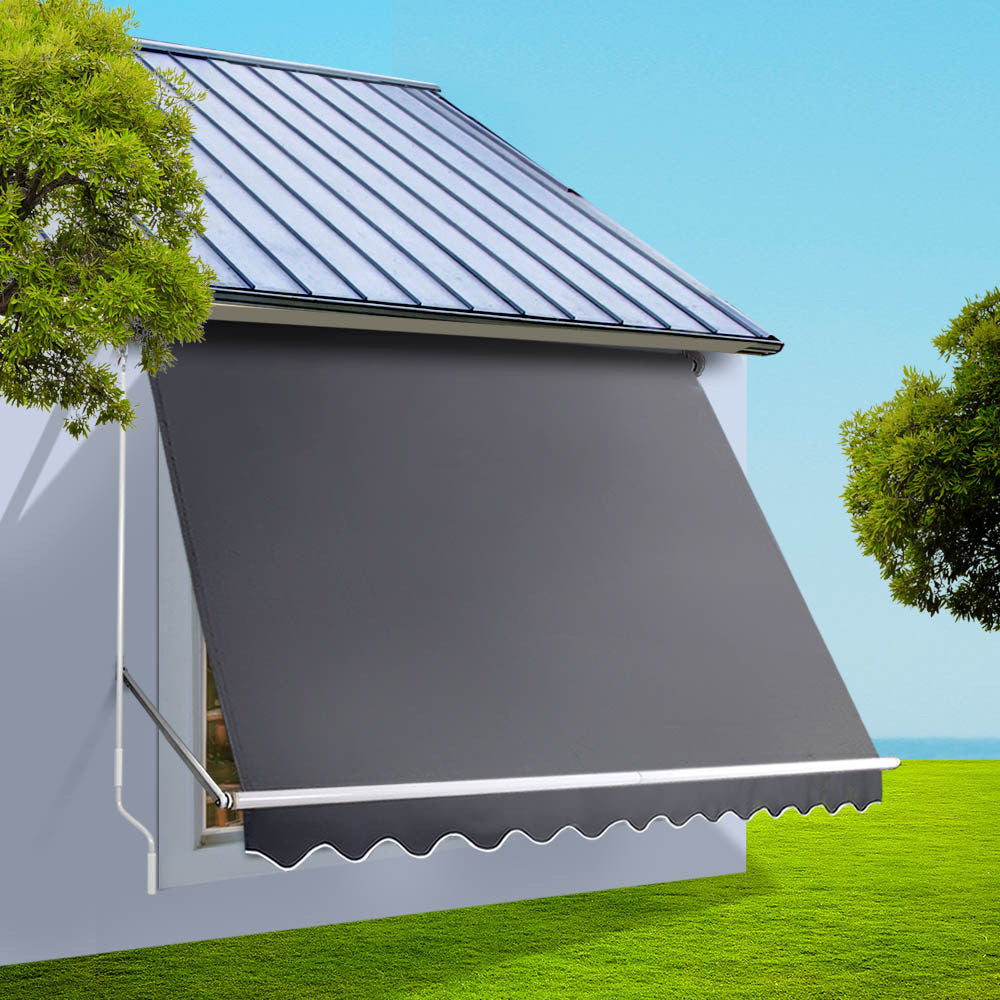Instahut 3.1x2.1m Retractable Pivot Arm Awning Grey