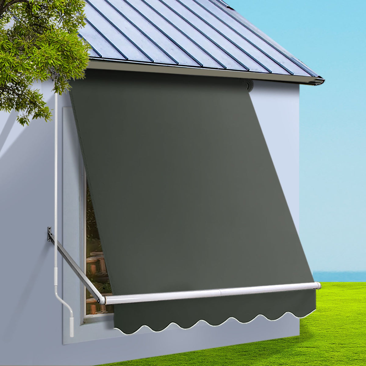 Instahut Motorised Pivot Arm Awning Sun Shade 1.5x2.1m Grey