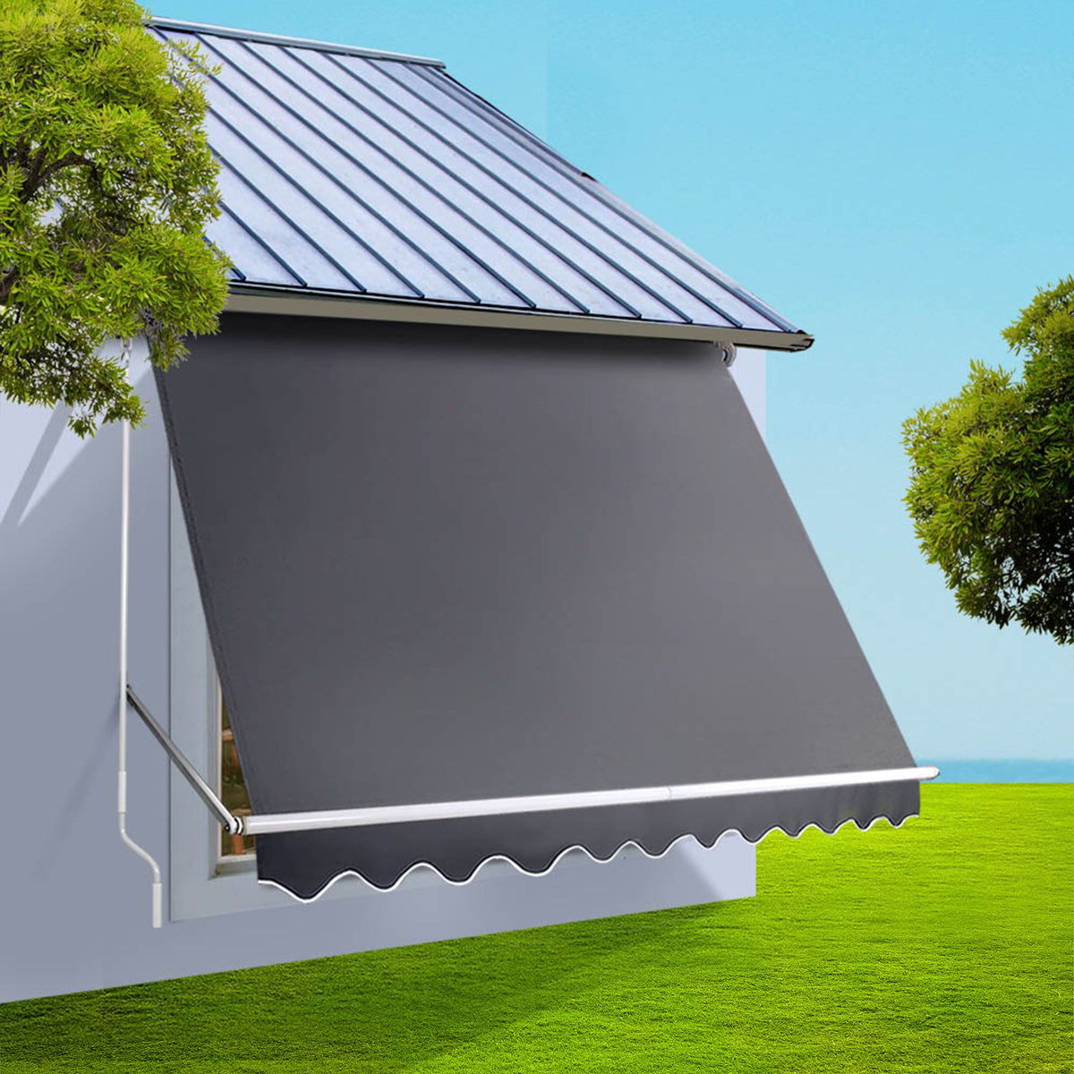 Instahut Motorised Pivot Arm Awning Combo 2.8 x 2.1m Grey