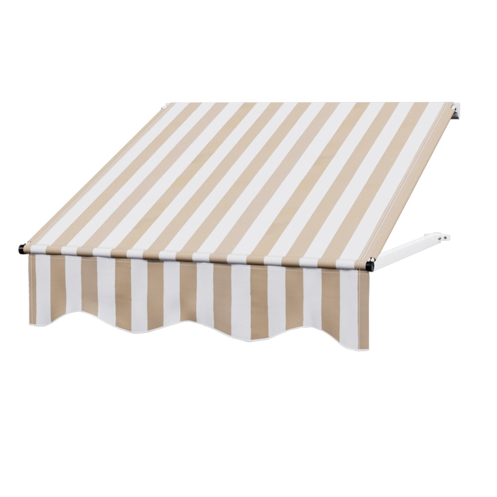 Instahut Door and Window Awning 1mx1m Beige White Polyester Fabric