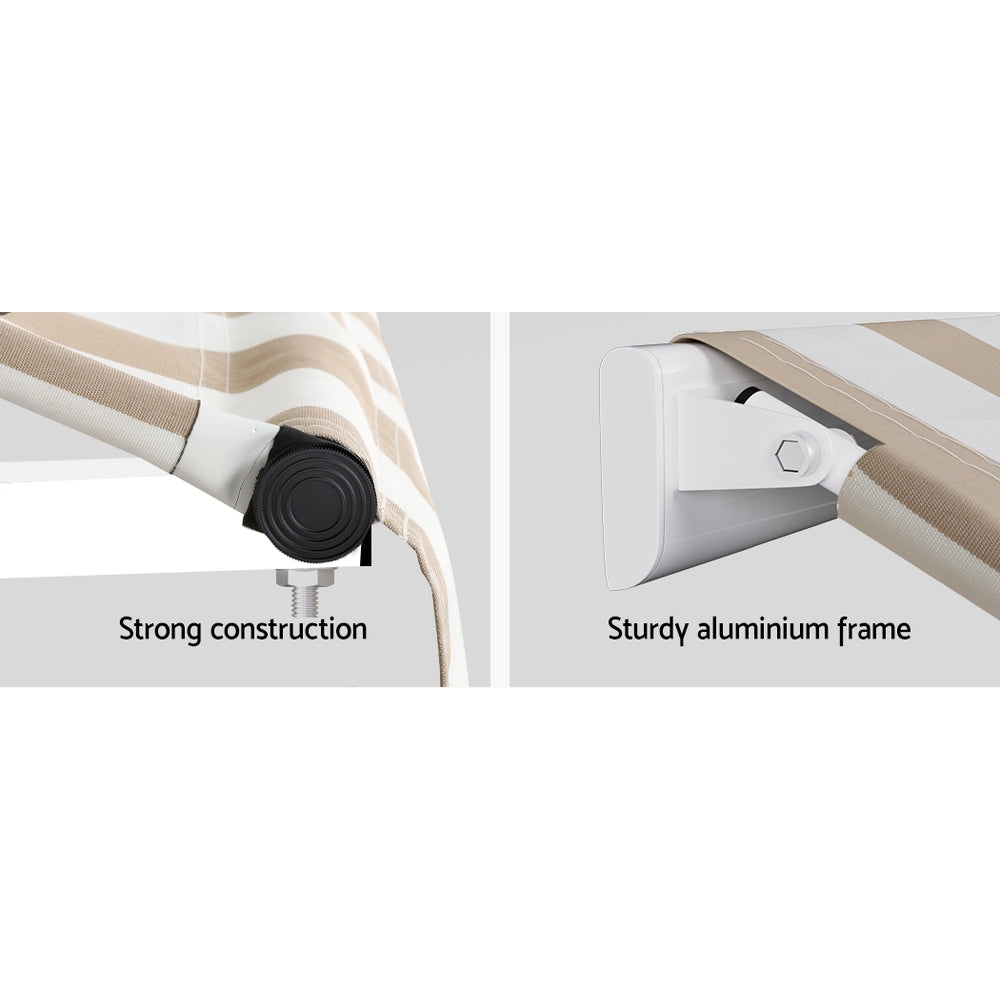 Instahut 1x1m Door Window Awning Beige White Polyester Aluminium Frame