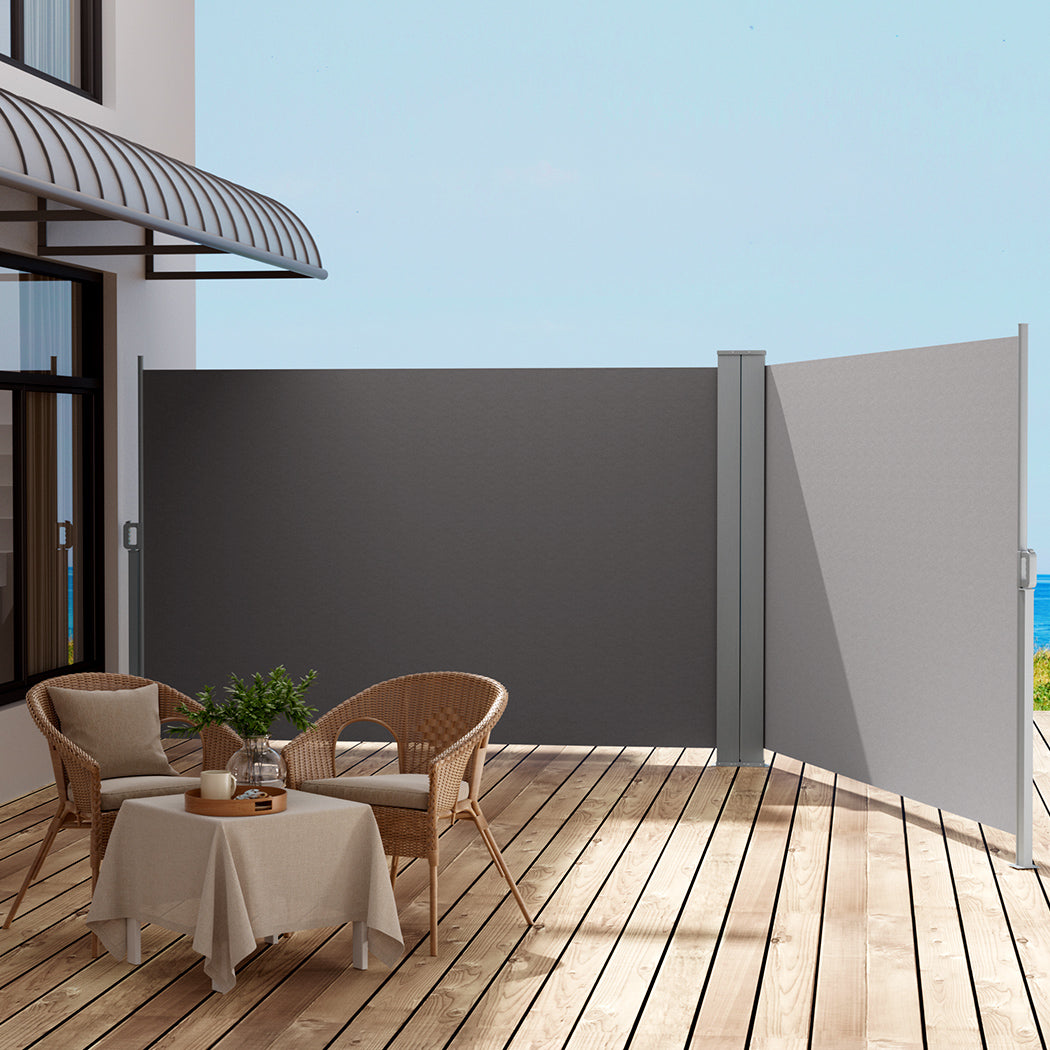 Instahut 1.8x6m Outdoor Retractable Side Awning Privacy Screen Grey