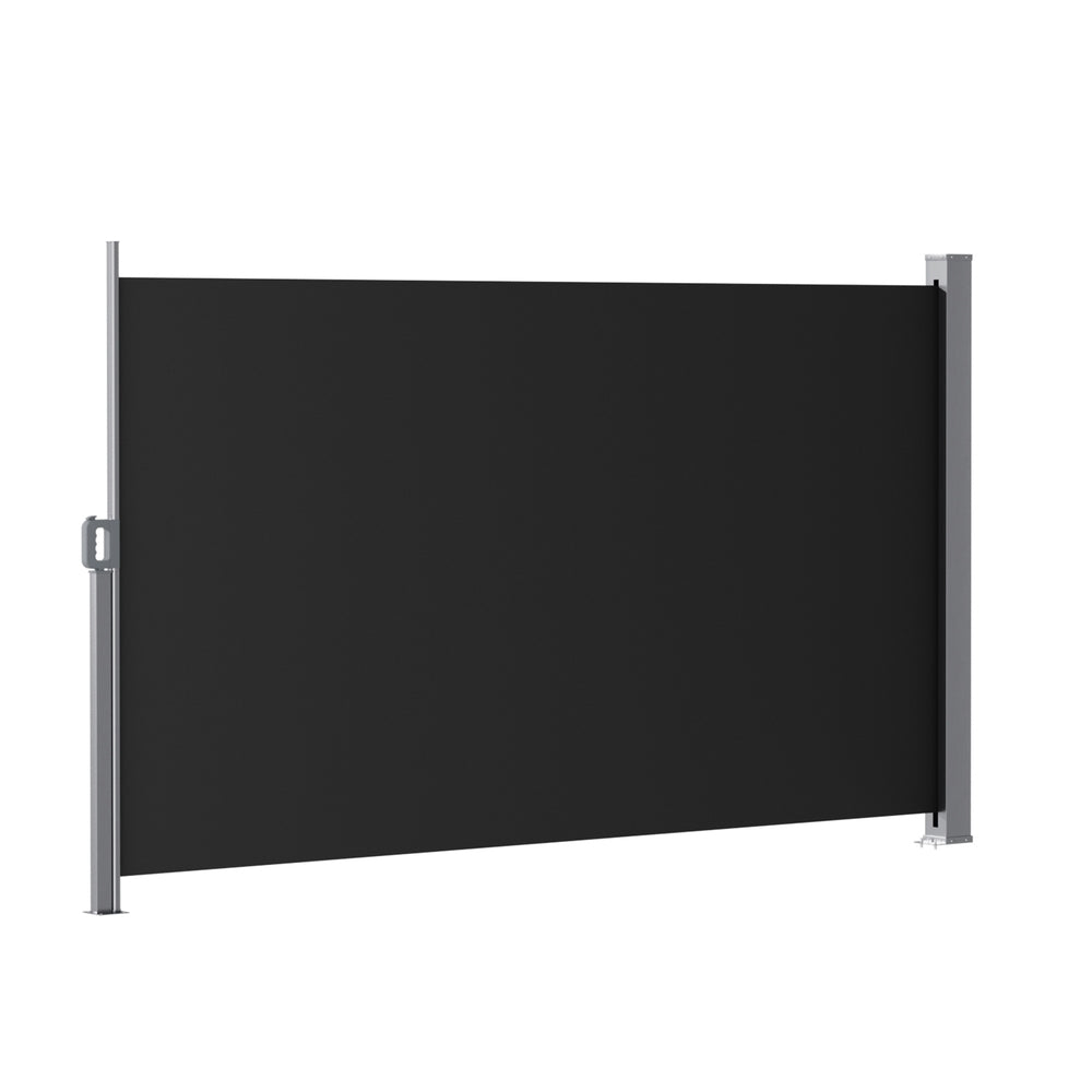 Instahut Side Awning Sun Shade Outdoor Retractable Privacy Screen 1.8X3M Black