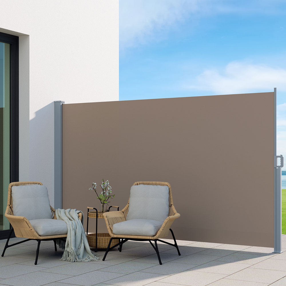 Instahut 1.8x3m Retractable Side Awning Brown