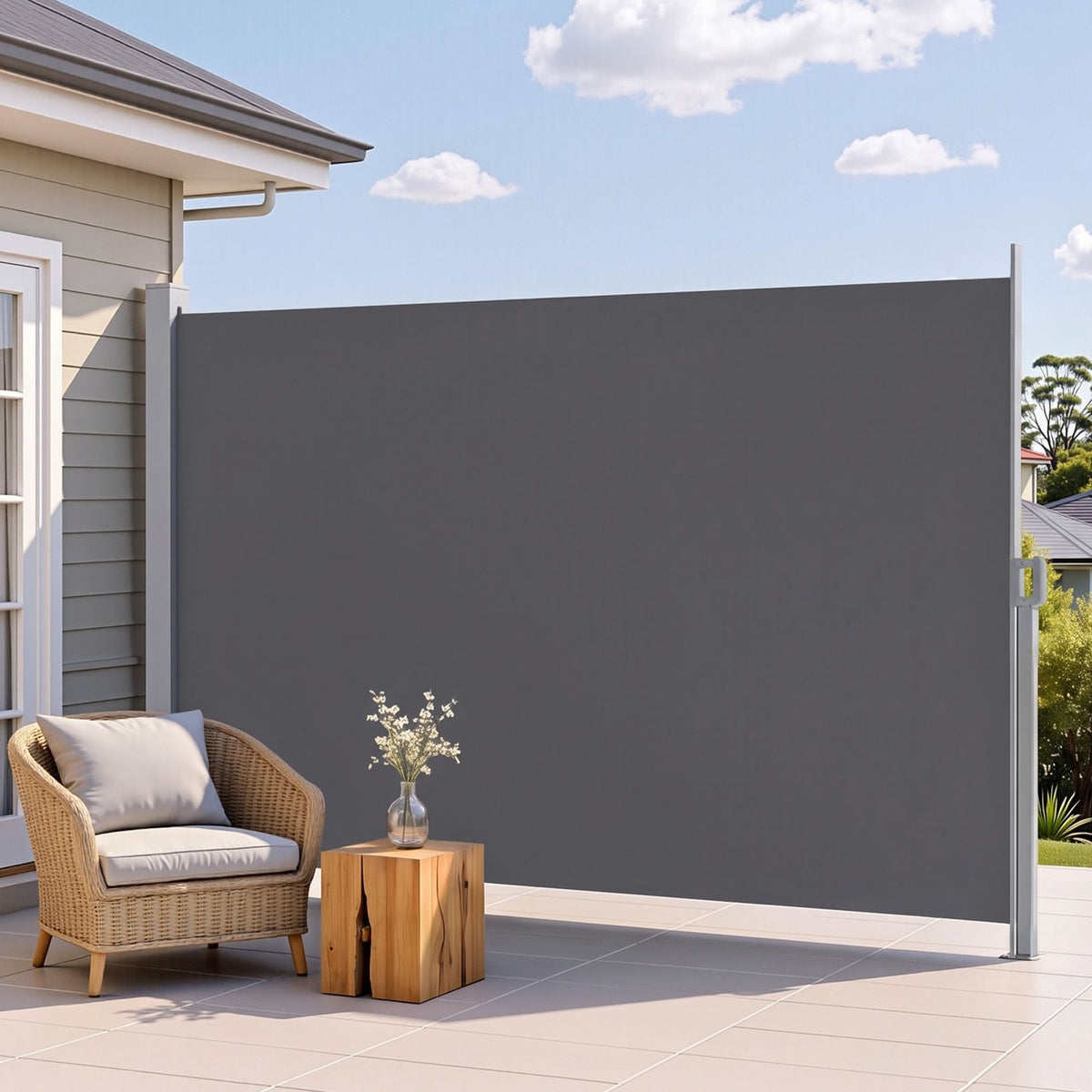 Instahut Retractable Side Awning 2X3.5M Privacy Screen Grey