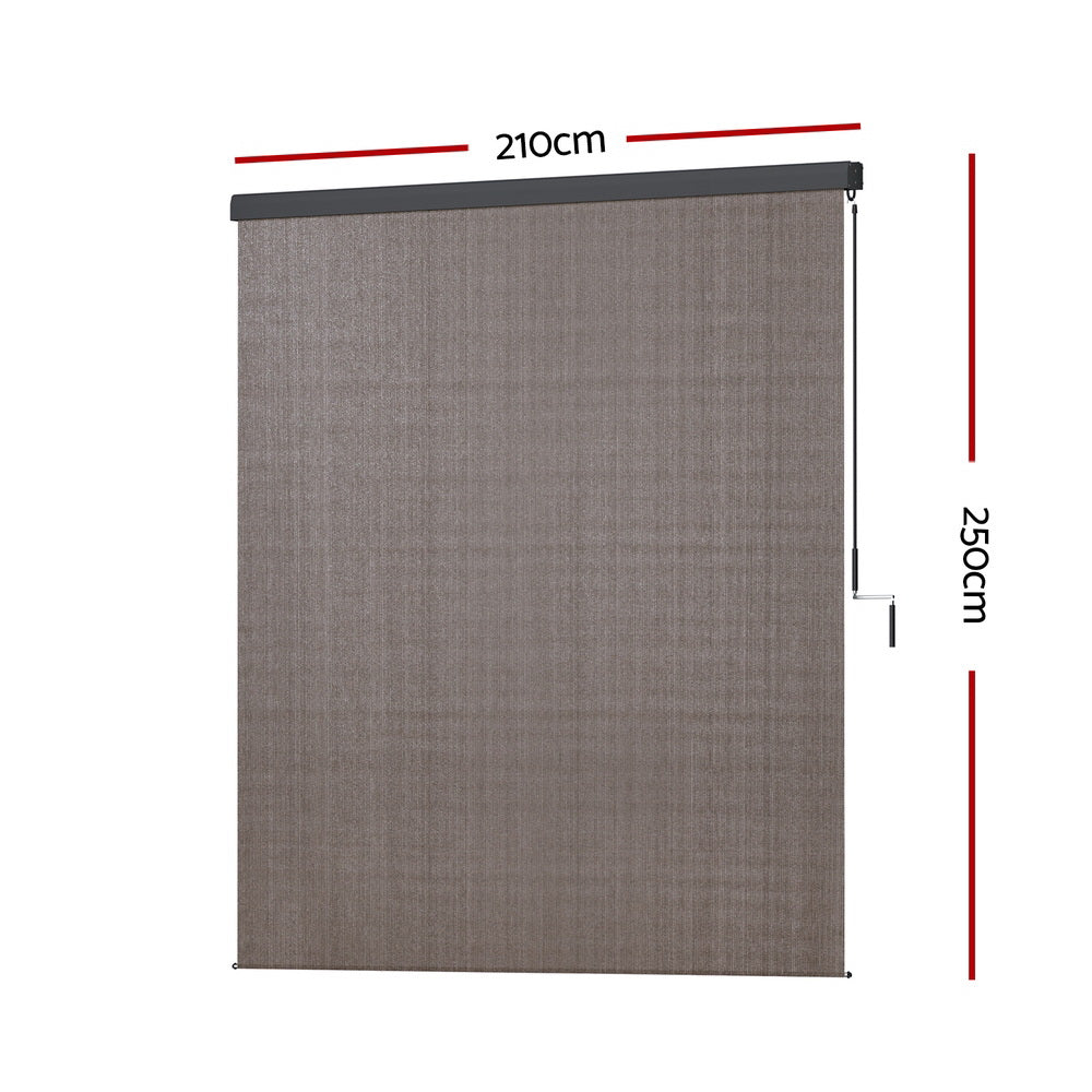 Instahut 2.1x2.5M Retractable Outdoor Blinds Brown