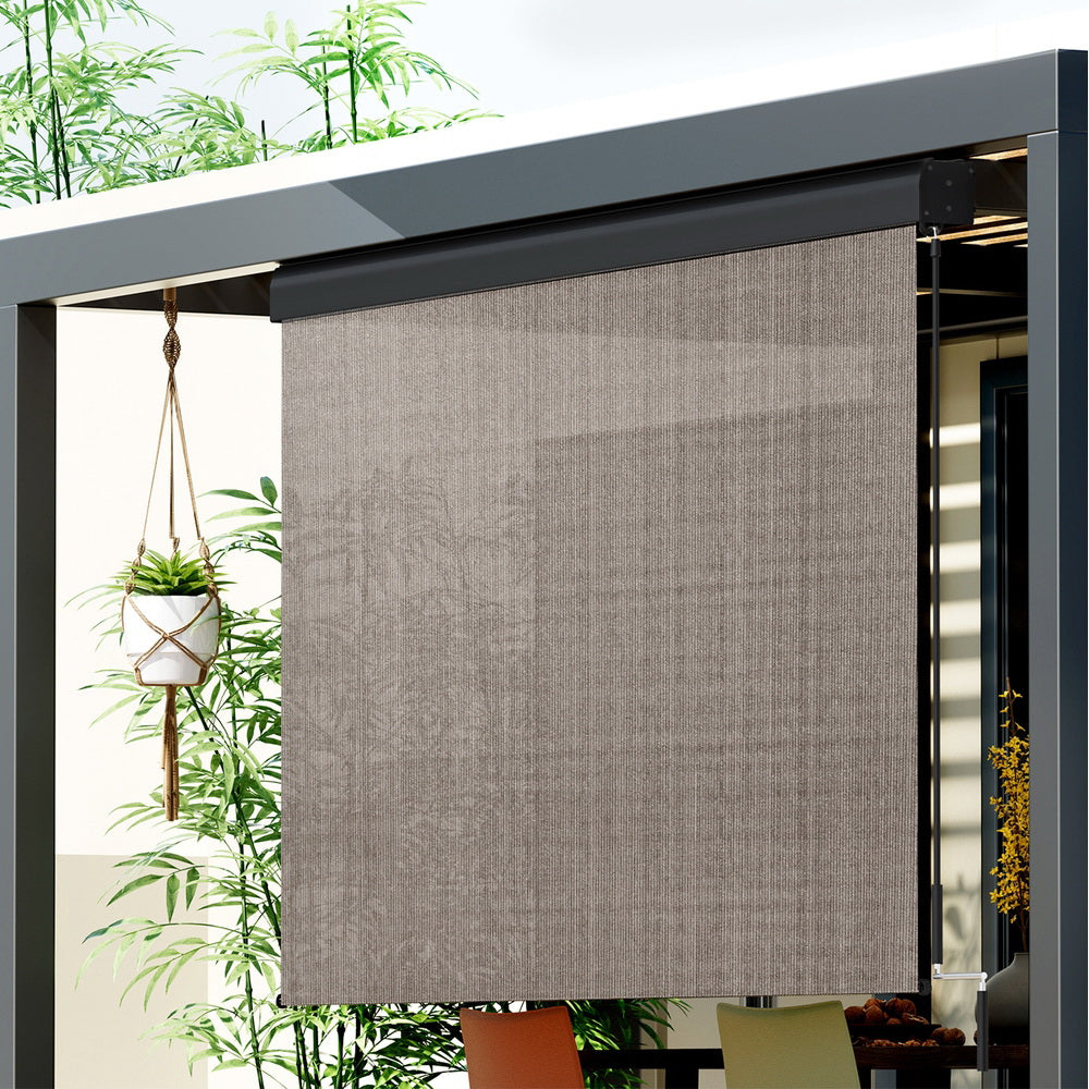 Instahut 2.1x2.5M Retractable Outdoor Blinds Brown
