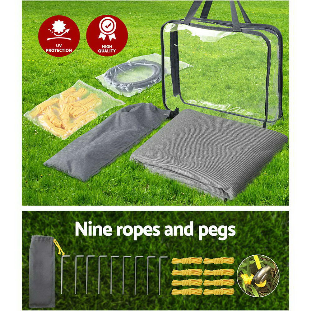 Caravan 4.6x1.95M Privacy Screen Awning Sun Shade Grey