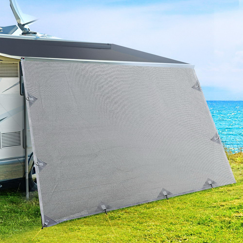 Caravan 4.6x1.95M Privacy Screen Awning Sun Shade Grey
