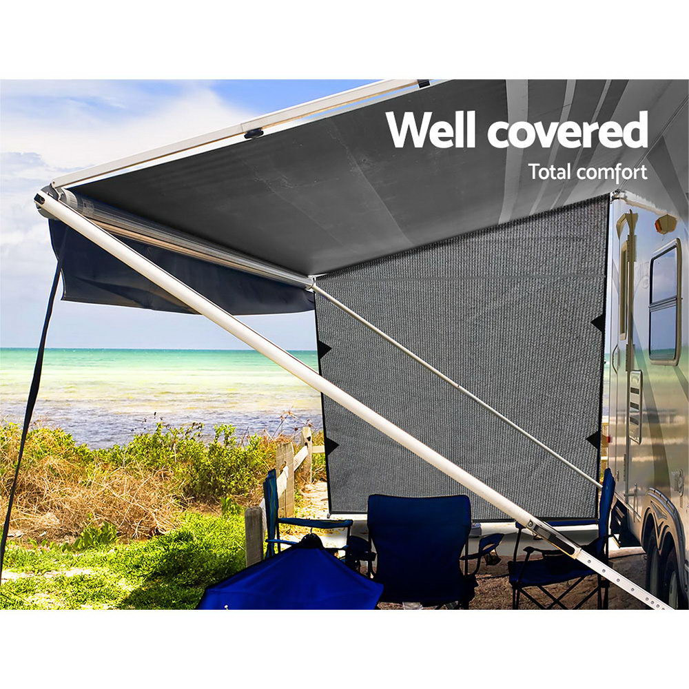 Caravan End Screen 1.95x2.2m Sun Shade Awning Privacy Grey