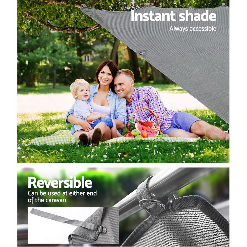 Caravan End Screen 1.95x2.2m Sun Shade Awning Privacy Grey