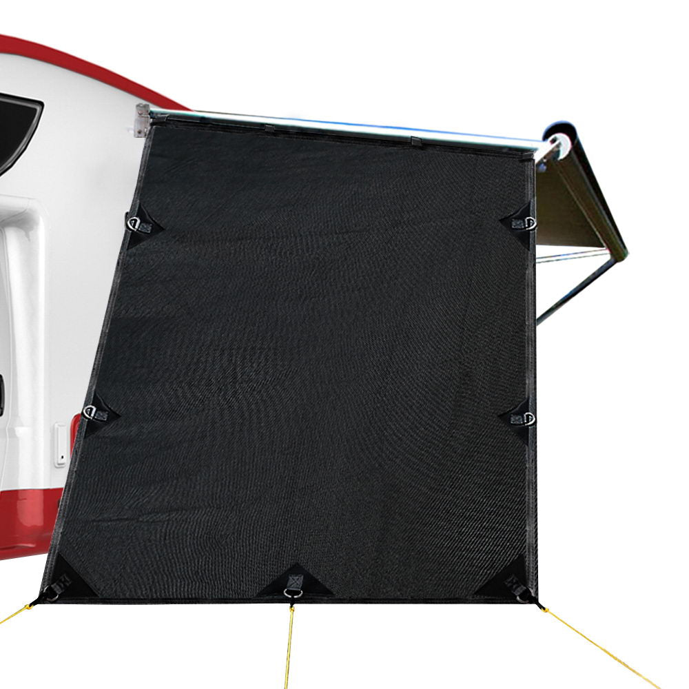 Caravan End Screen Roll Out Awning Side Wall 1.95 x 2.2m Black