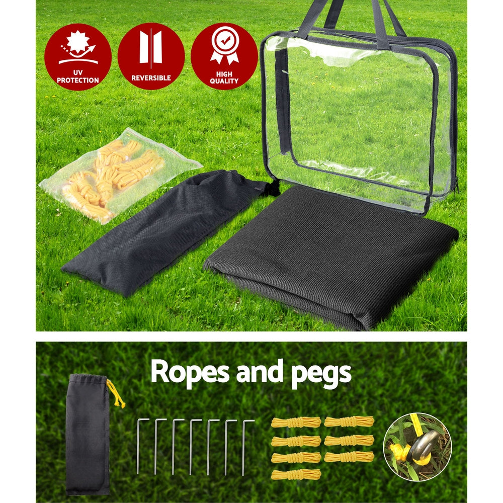 Caravan End Screen 1.95x2.2m Roll Out Awning Sun Shade Black