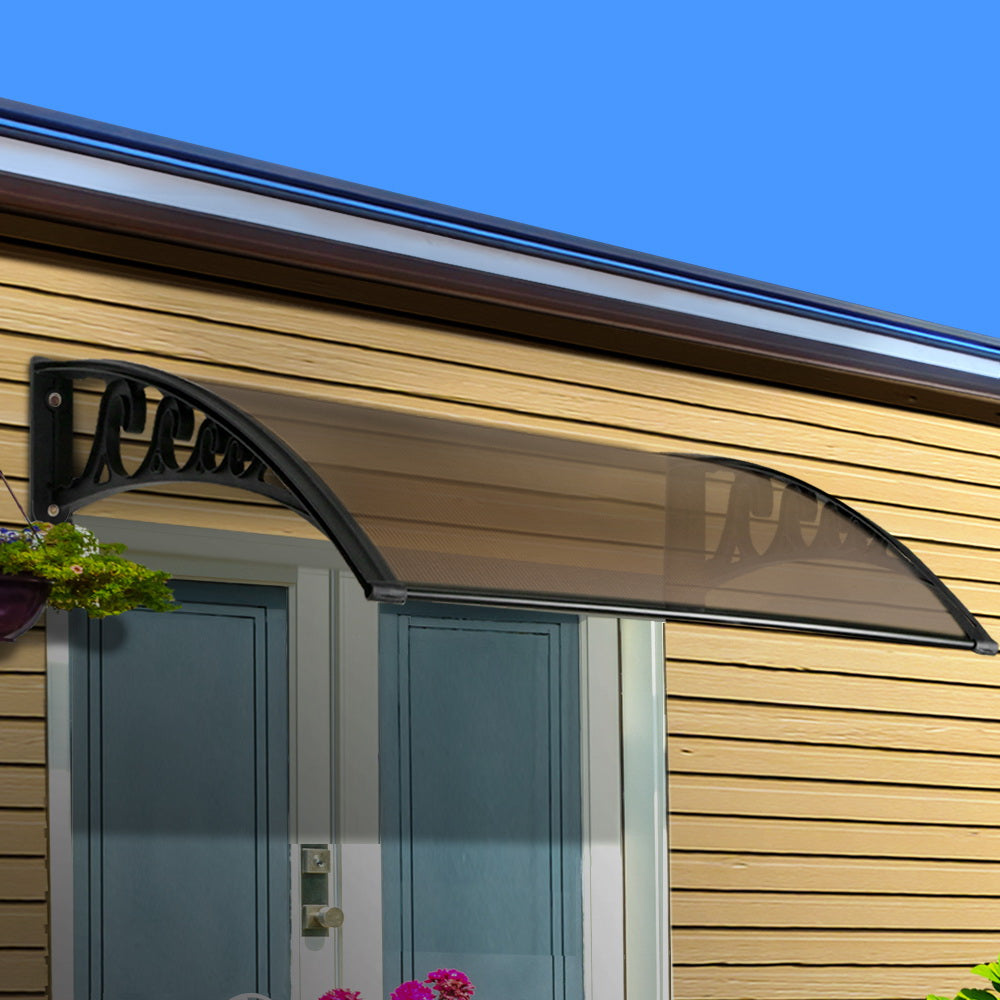 Instahut Door and Window Awning 1m x 1.2m Brown