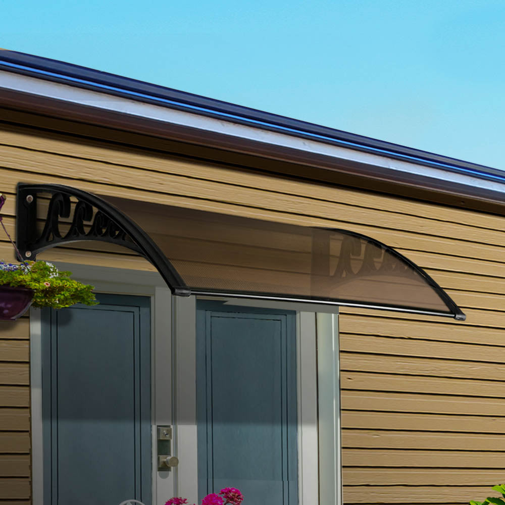 Instahut Window Door Awning Canopy 1mx3m Brown