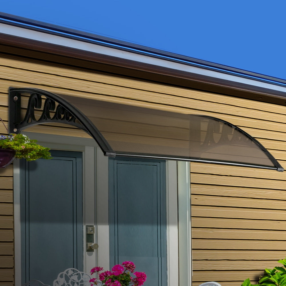Instahut Door and Window Awning 1m x 4m Brown