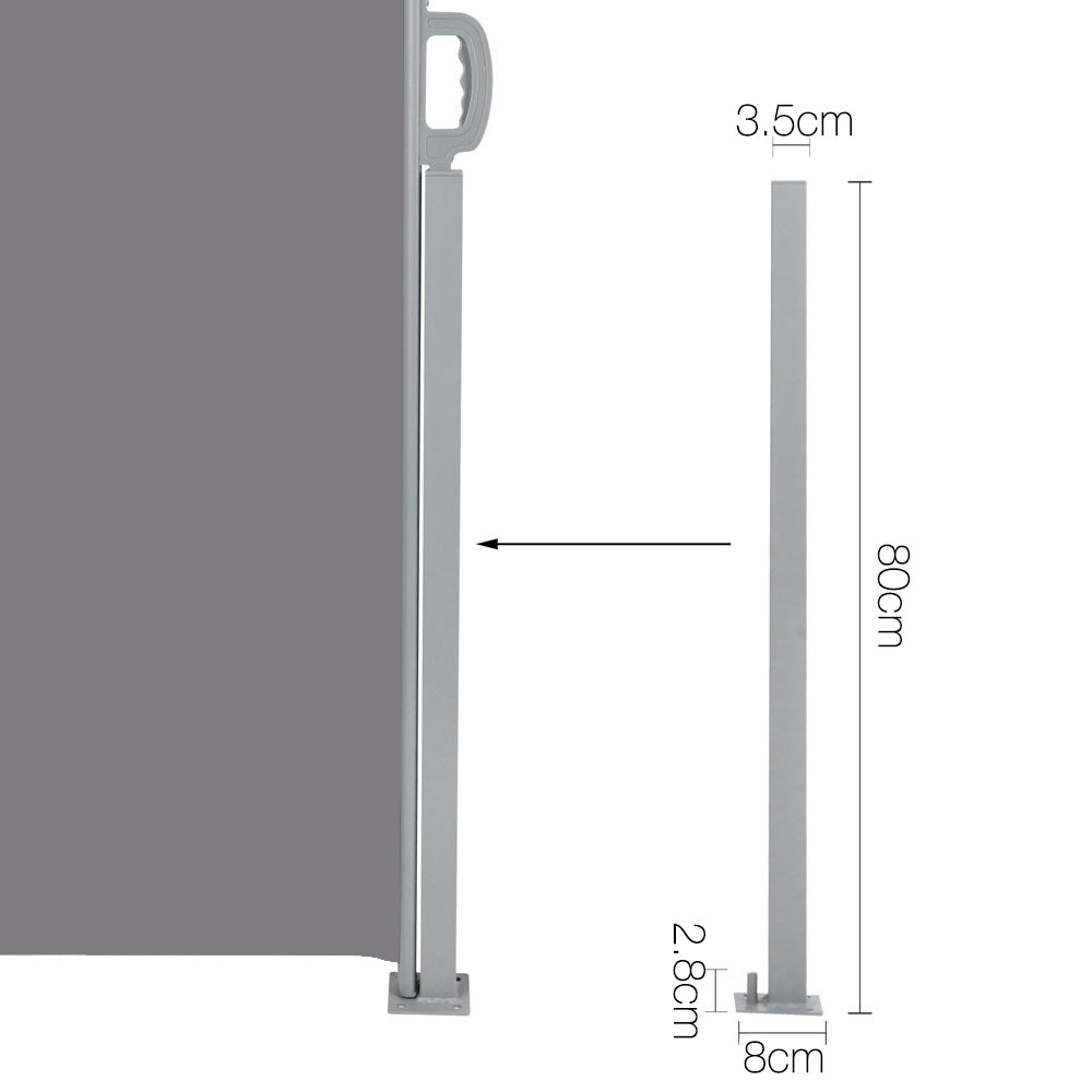 Instahut Retractable Side Awning 1.8x3m Grey