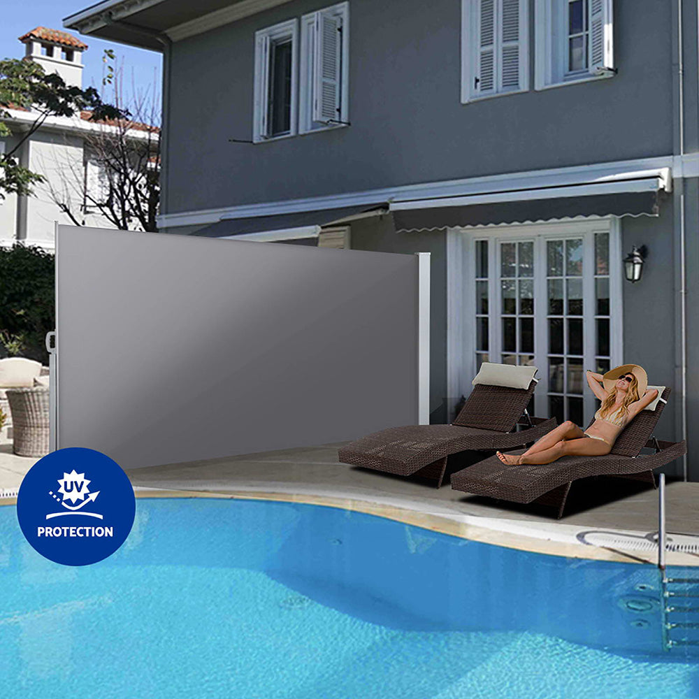Instahut 1.8x3M Retractable Side Awning Outdoor Blinds Grey Set of 2