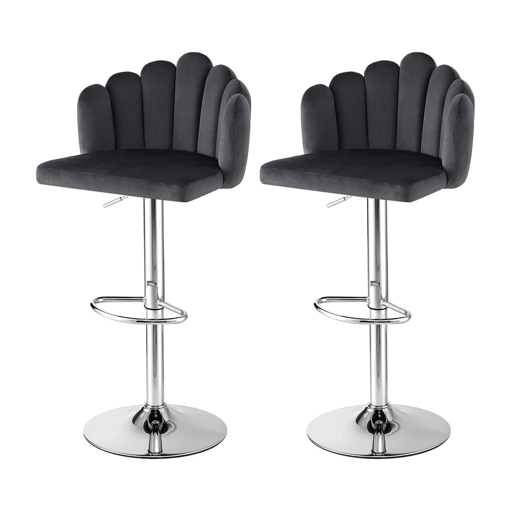Artiss Bar Stool Set of 2 Adjustable Gas Lift Velvet Grey