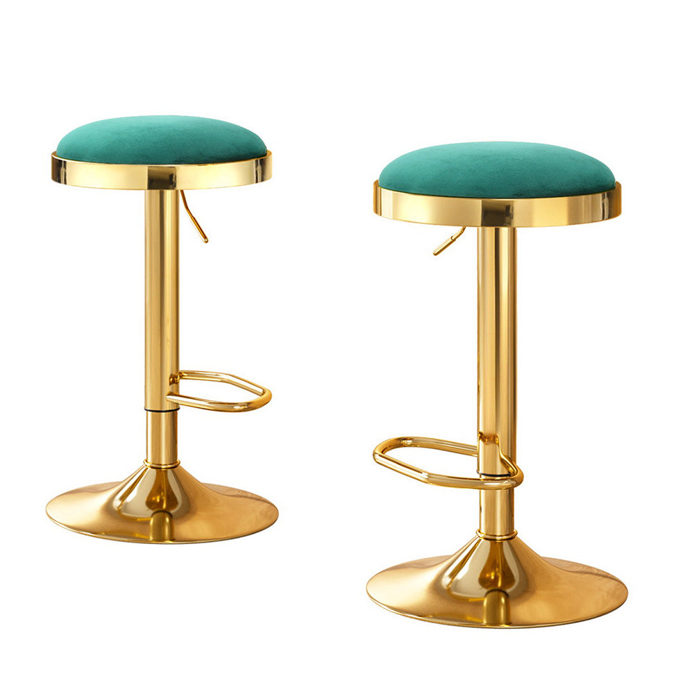 Artiss 2 Bar Stools Green Velvet Swivel Kitchen Dining Chairs