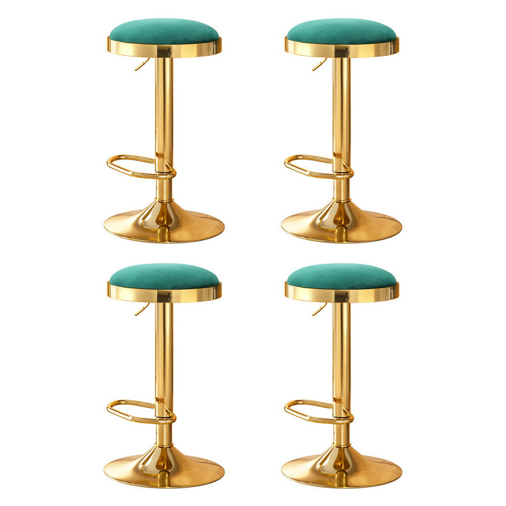 Artiss Velvet Bar Stools Green Gold Swivel Set of 4