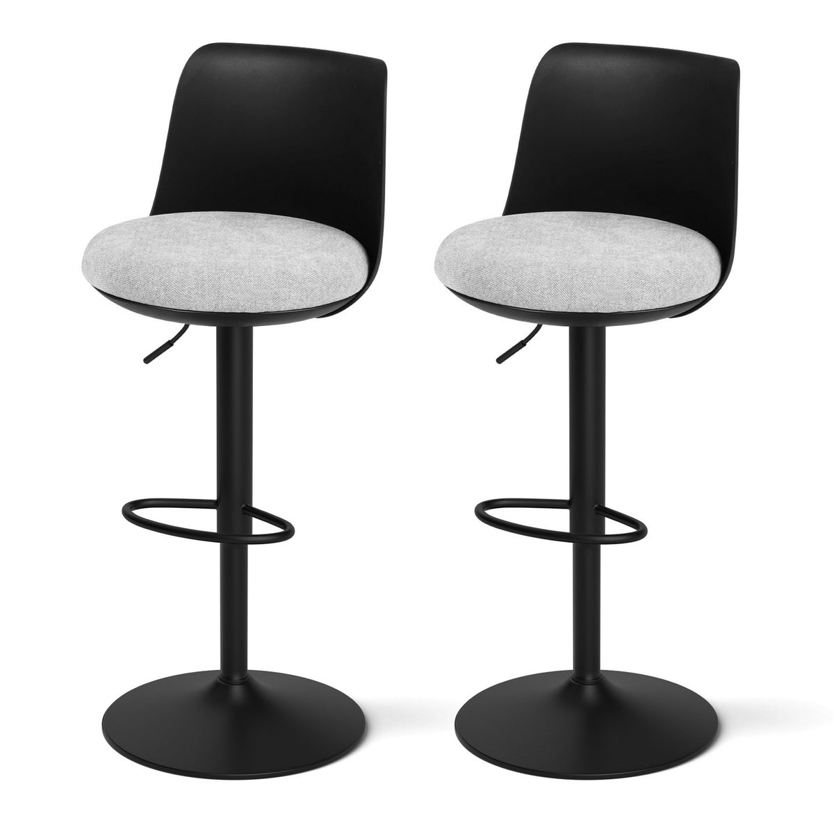 Artiss 2 Bar Stools Swivel Gas Lift Kitchen Counter Chair Black