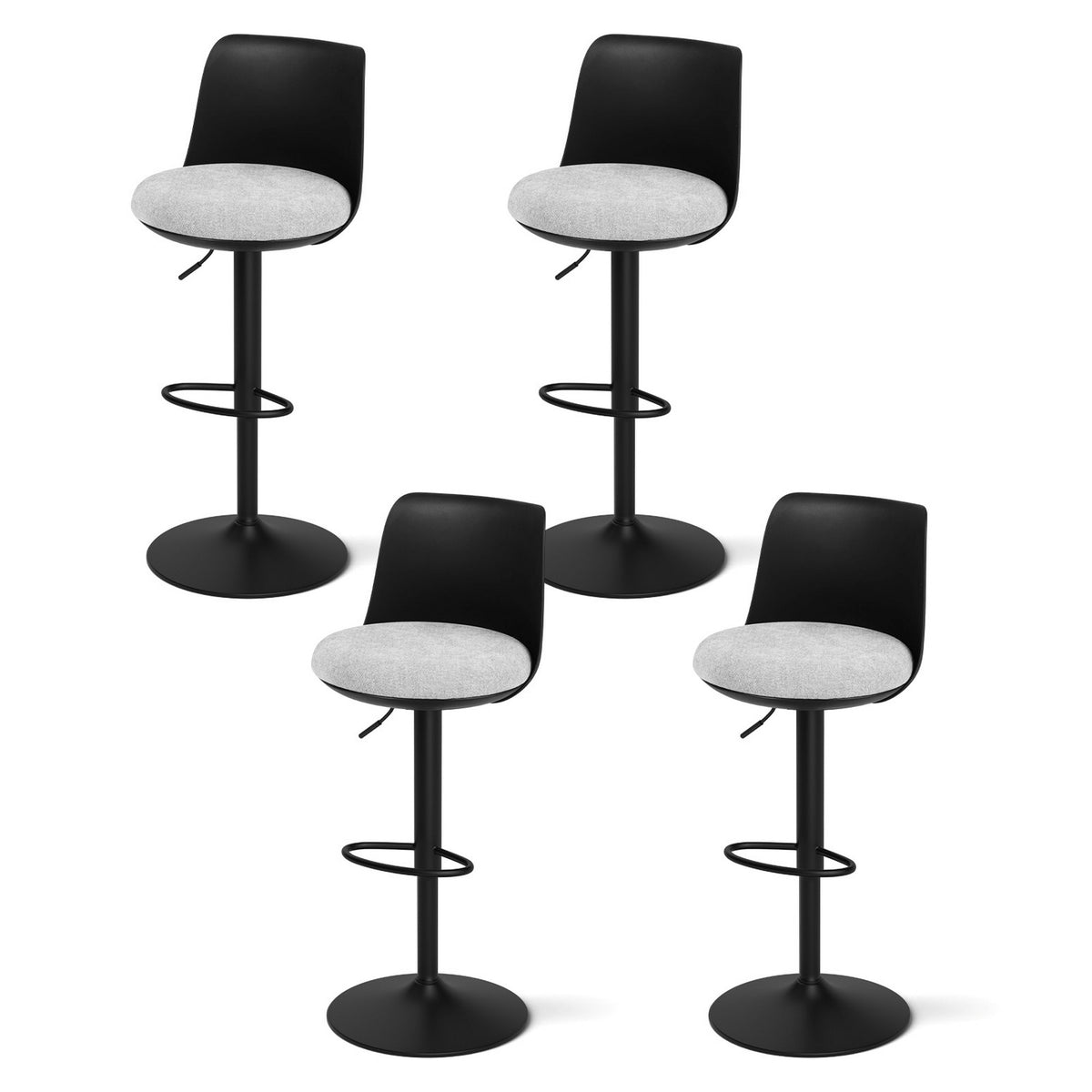 Artiss Set of 4 Curved Gas Lift Bar Stools Kitchen Counter Black