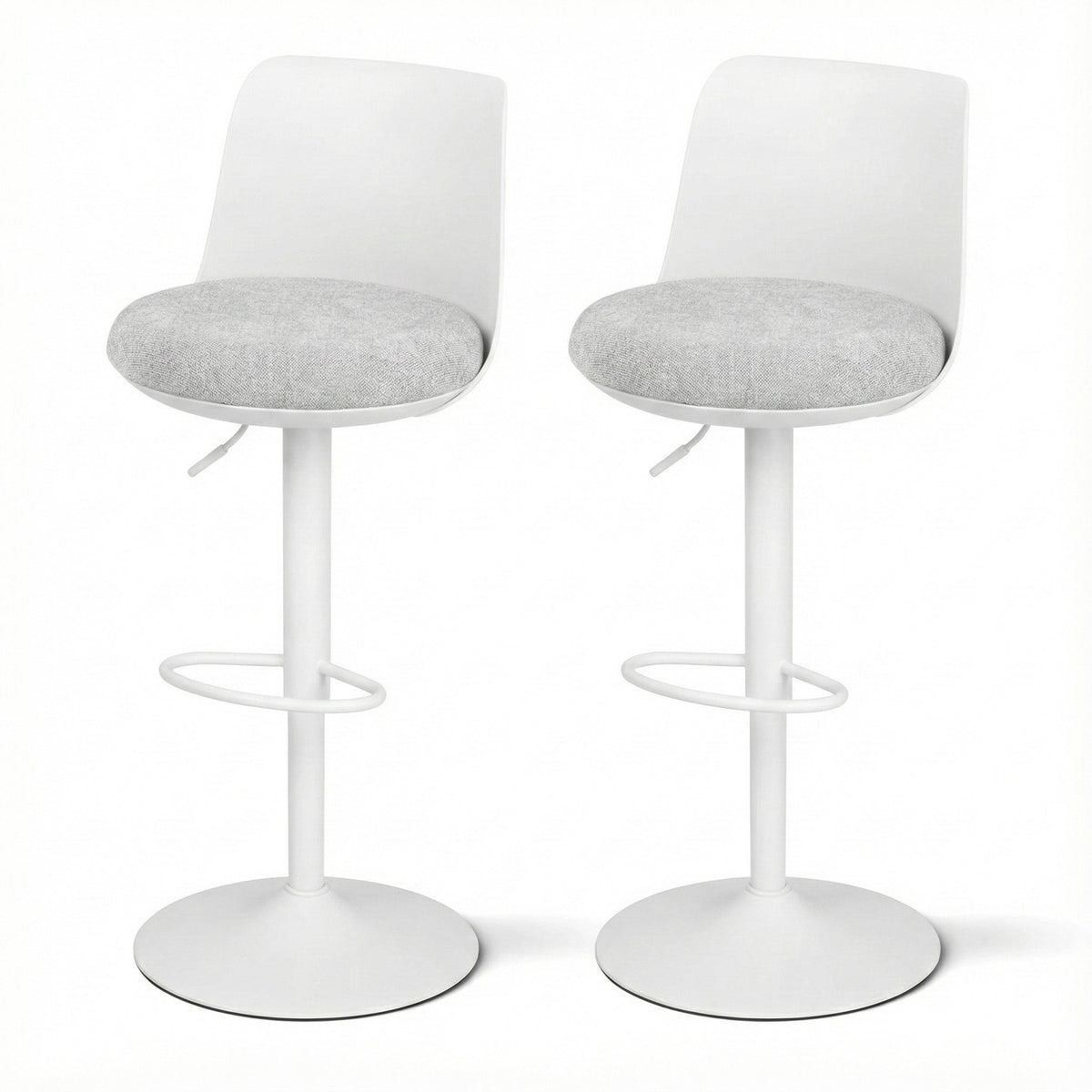 Artiss 2x Bar Stools Gas Lift Swivel Kitchen Counter Chair White